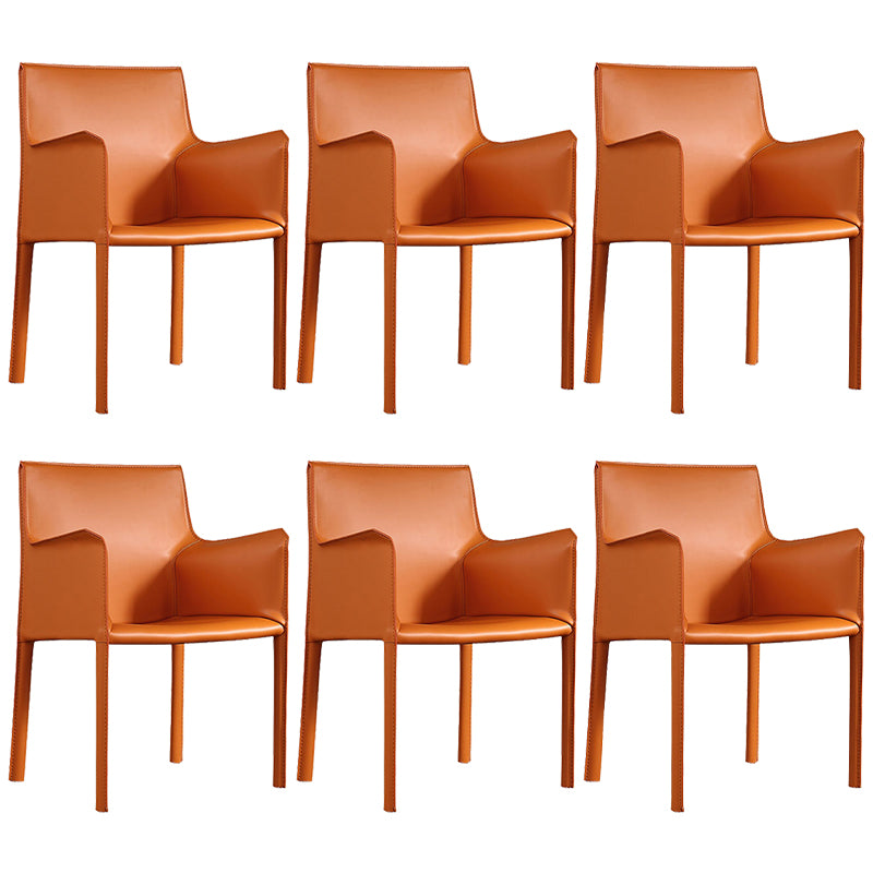 Contemporary Leather Dining Chair Parsons Chair in Matte Finish with Steel Legs