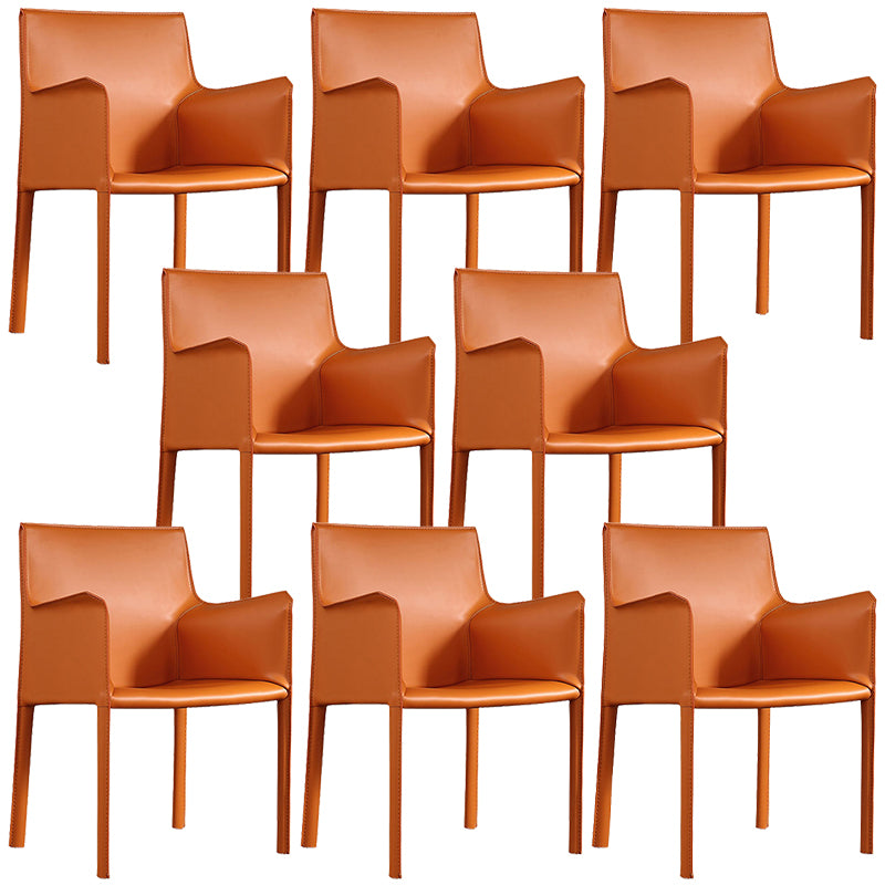 Contemporary Leather Dining Chair Parsons Chair in Matte Finish with Steel Legs