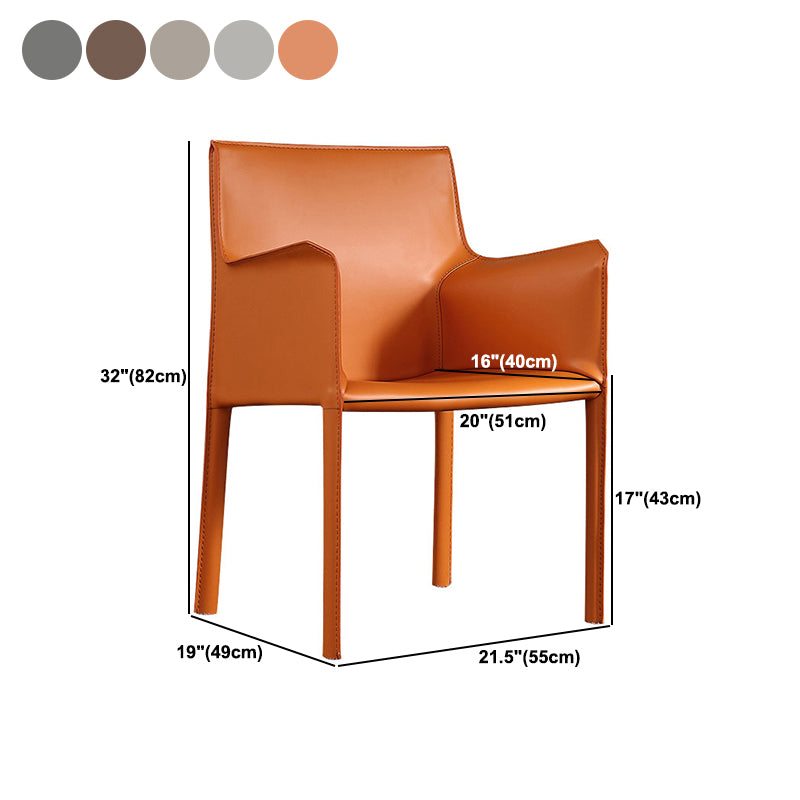 Contemporary Leather Dining Chair Parsons Chair in Matte Finish with Steel Legs
