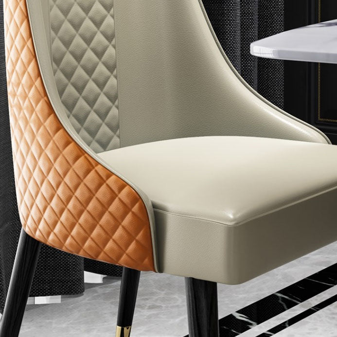 PU Leather Dining Chair Glam Upholstered Side Chair with Wood Legs