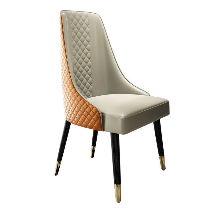 PU Leather Dining Chair Glam Upholstered Side Chair with Wood Legs