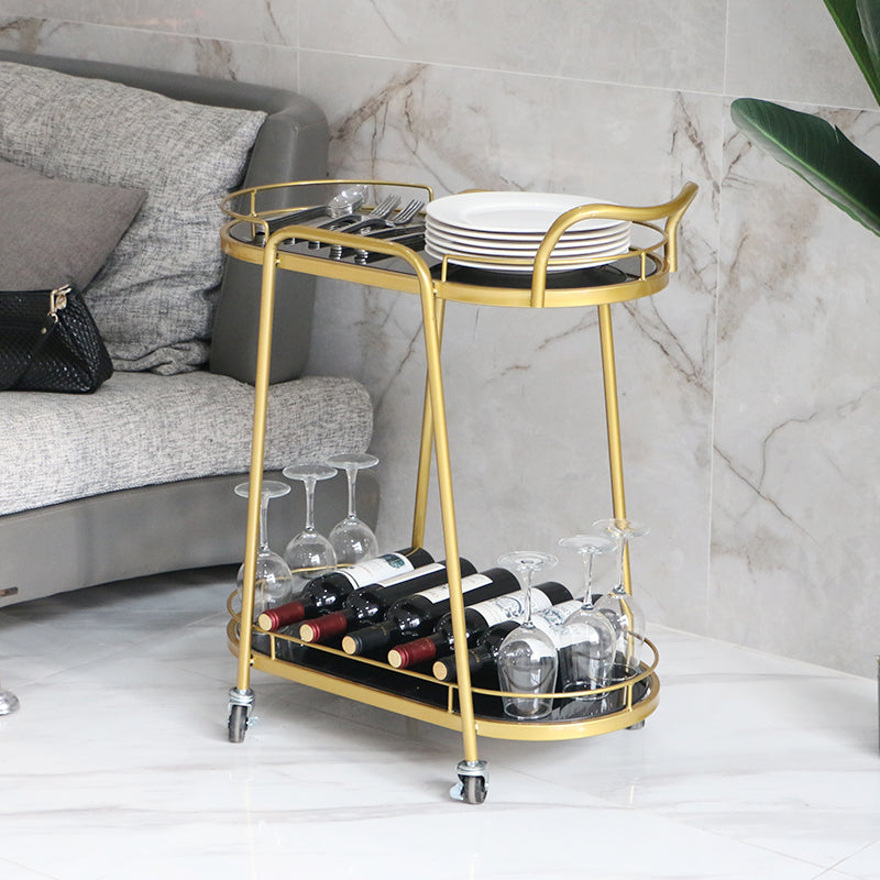 32.28"H Rolling Modern Prep Table Metal Oval Prep Table for Dining Room