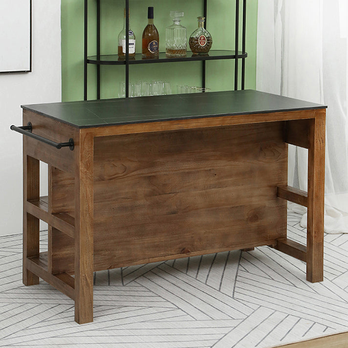 Traditional Stationary Kitchen Island Set Wood Rectangular Kitchen Island Set for Home Use
