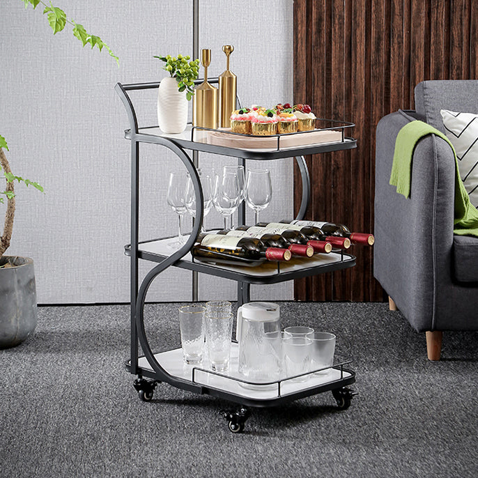 Modern Rolling Prep Table Rectangular Metal Prep Table for Home Use