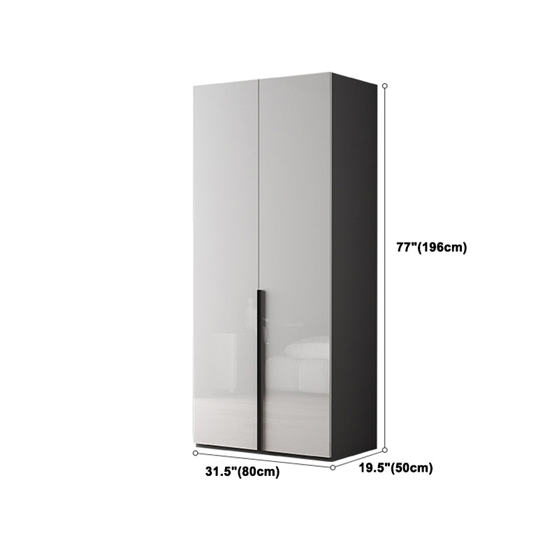 Modern Mirrored Finish Wardrobe Cabinet Engineered Wood and Solid Wood Wardrobe