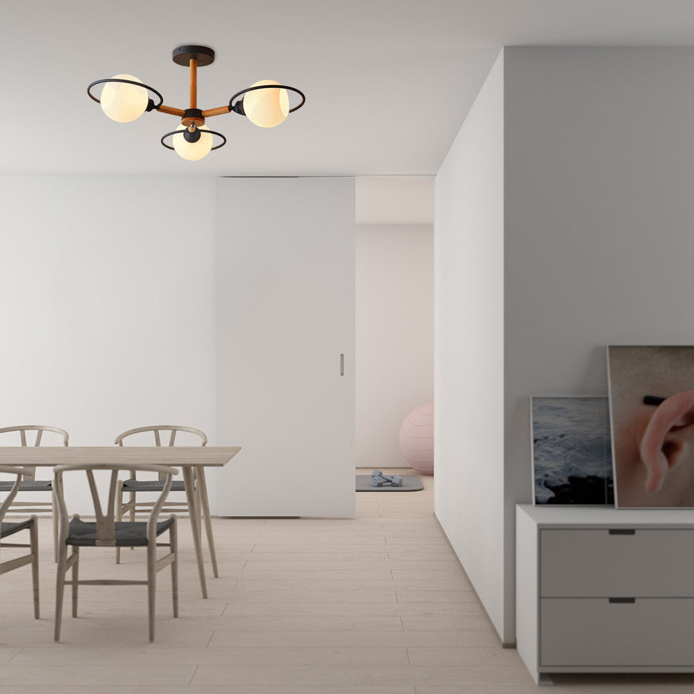 Milk Glass Spherical Shade Chandelier Kitchen 3 Lights Nordic Style Pendant Lighting