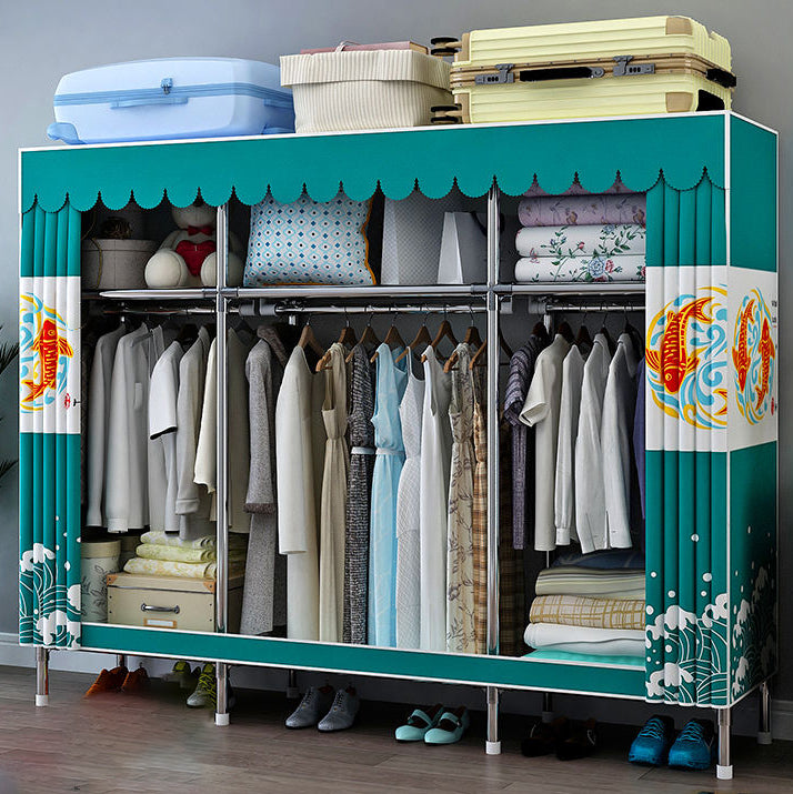 Modern Style Wardrobe Armoire Aluminum Alloy Frame Wardrobe Cabinet for Home