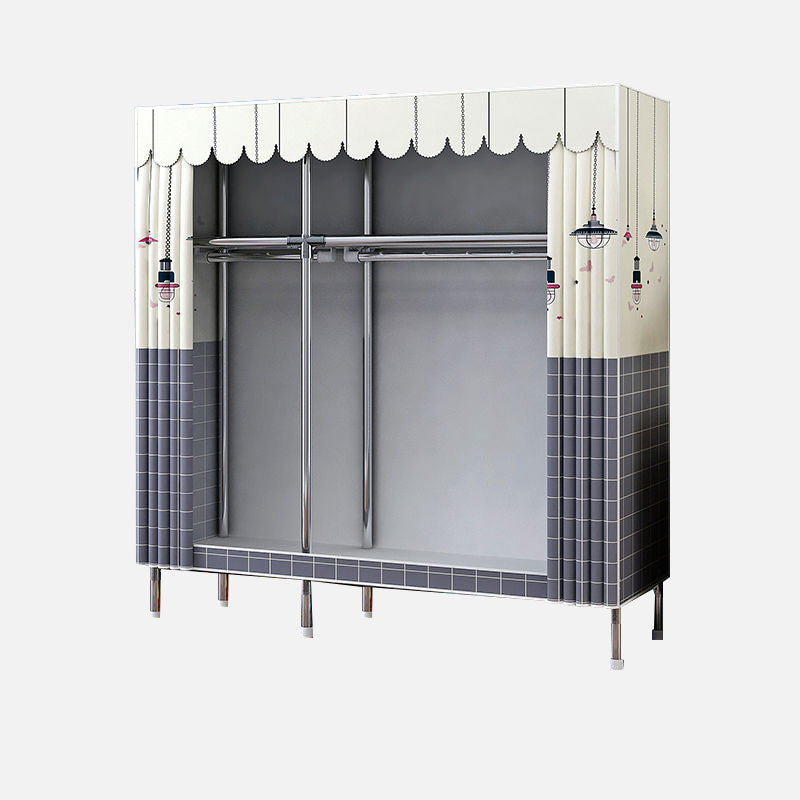 Modern Style Wardrobe Armoire Aluminum Alloy Frame Wardrobe Cabinet for Home