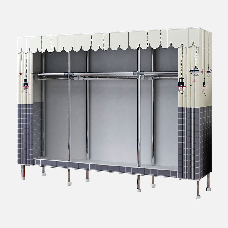 Modern Style Wardrobe Armoire Aluminum Alloy Frame Wardrobe Cabinet for Home