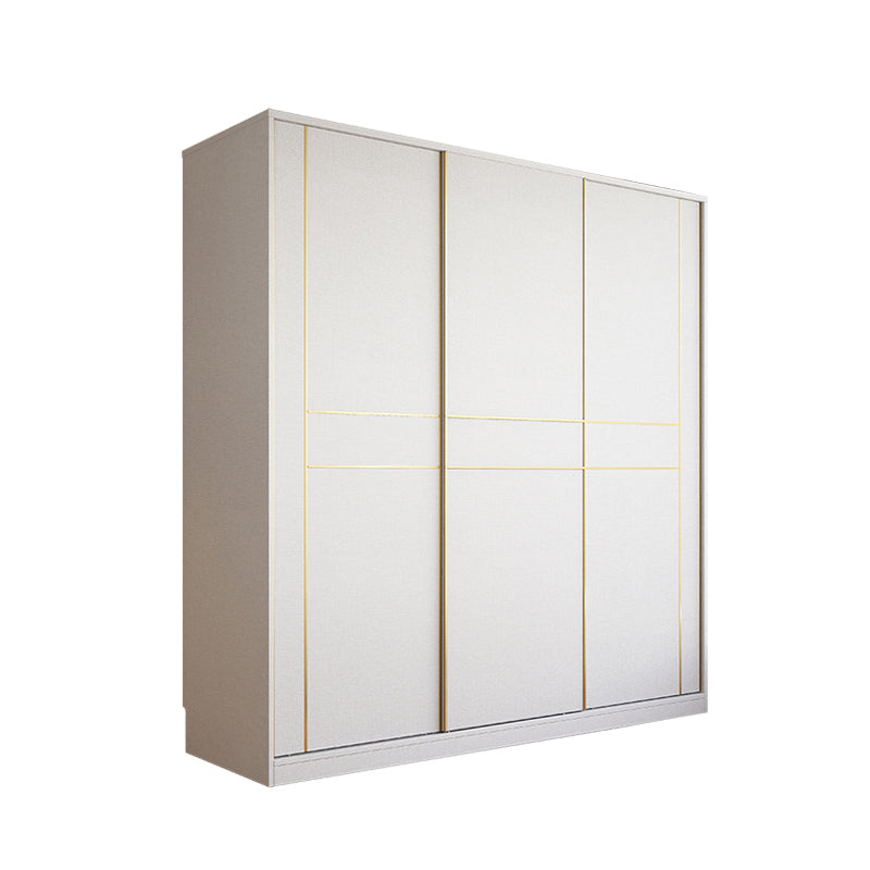 White Modern Style Wardrobe Cabinet Engineered Wood Wardrobe with Clothing Rod
