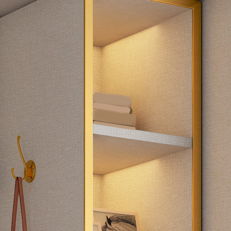 White Modern Style Wardrobe Cabinet Engineered Wood Wardrobe with Clothing Rod