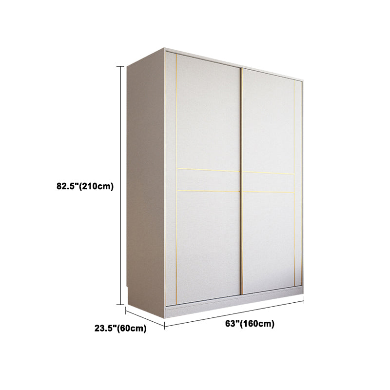 White Modern Style Wardrobe Cabinet Engineered Wood Wardrobe with Clothing Rod