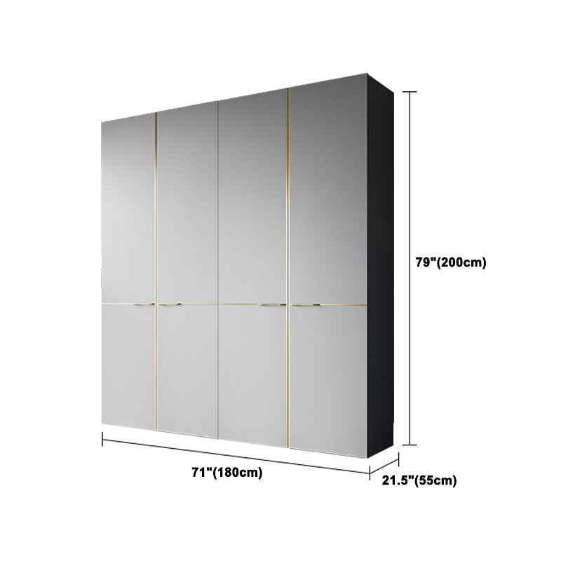 Contemporary Style Wardrobe Gray Colour Wooden Wardrobe Closet With Shelves