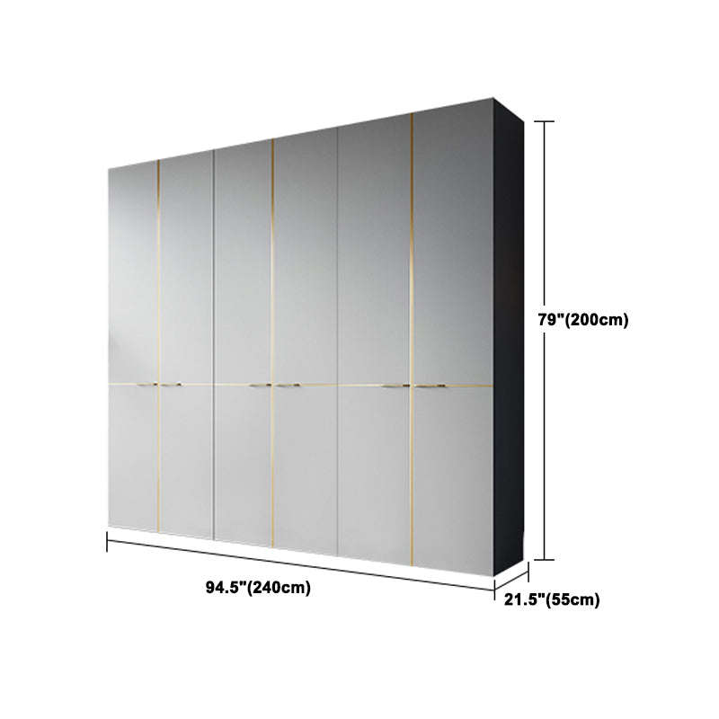 Contemporary Style Wardrobe Gray Colour Wooden Wardrobe Closet With Shelves