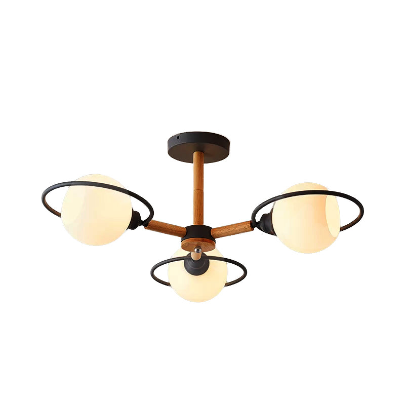 Milk Glass Spherical Shade Chandelier Kitchen 3 Lights Nordic Style Pendant Lighting