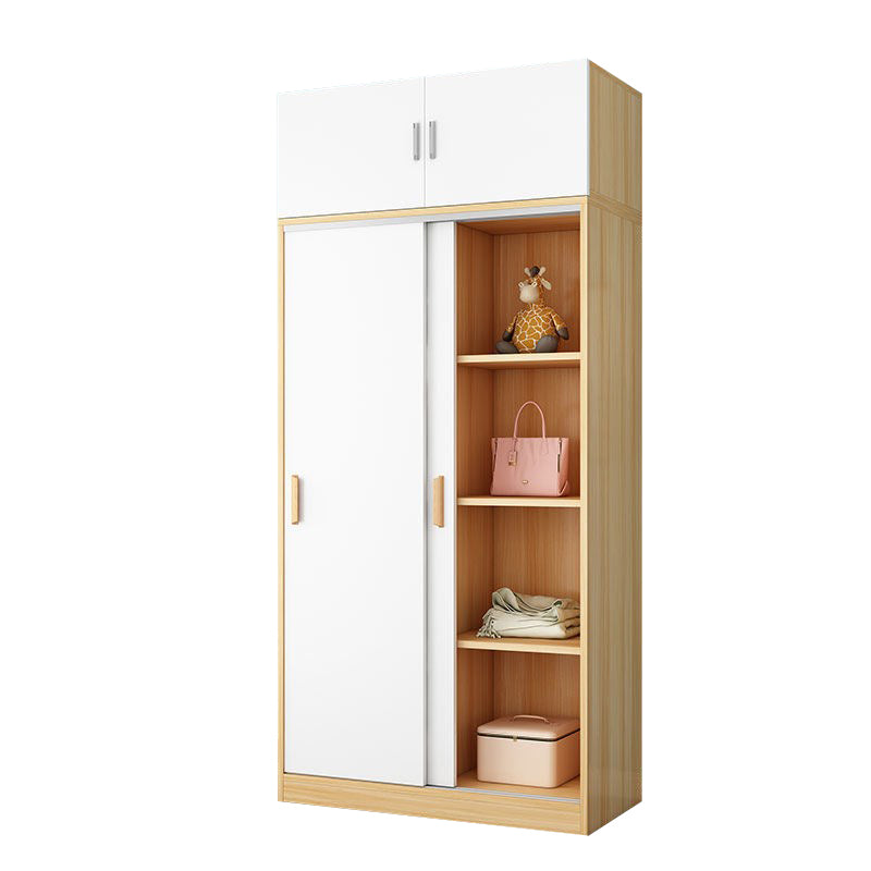 Modern Style Home Wardrobe Armoire Beech Wood and Engineered Wood Storage Wardrobe Cabinet