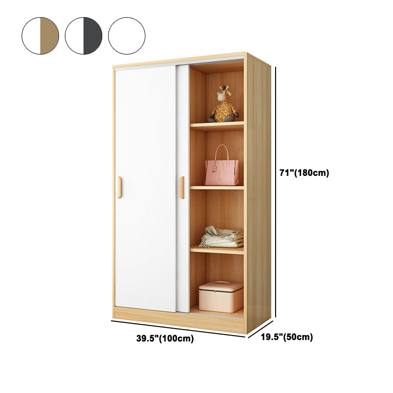 Modern Style Home Wardrobe Armoire Beech Wood and Engineered Wood Storage Wardrobe Cabinet