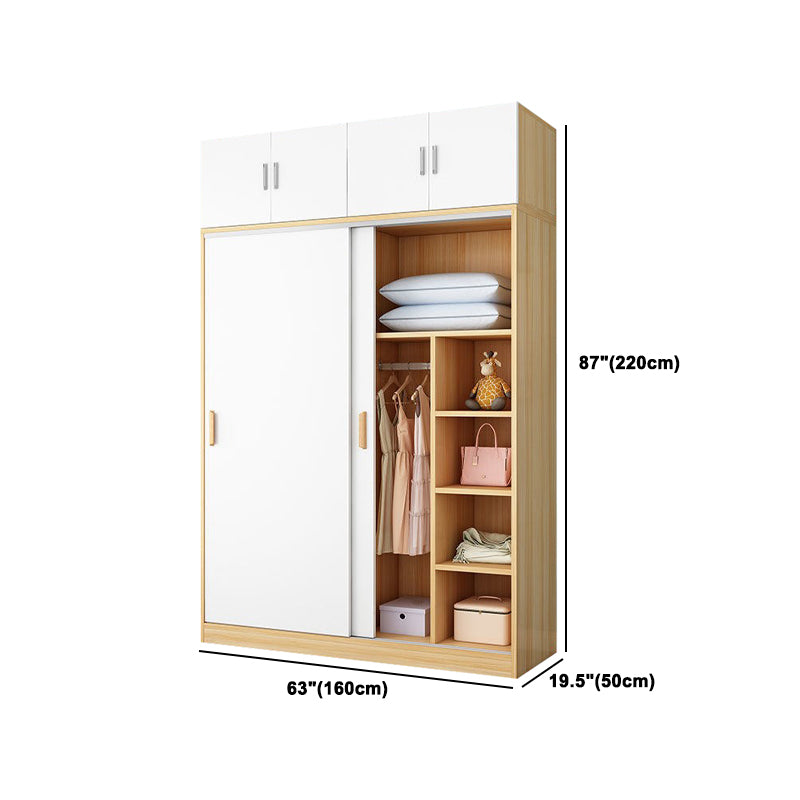 Modern Style Home Wardrobe Armoire Beech Wood and Engineered Wood Storage Wardrobe Cabinet