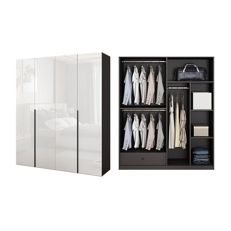 Engineered Wood Wardrobe Armoire Contemporary Storage Cabinet