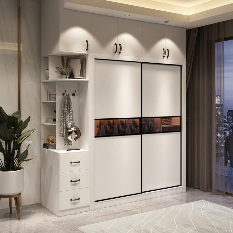 Contemporary Style Wardrobe White Color Wooden Wardrobe Closet for Bedroom