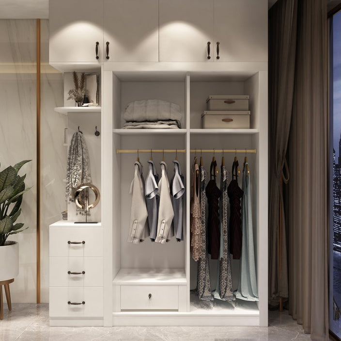 Contemporary Style Wardrobe White Color Wooden Wardrobe Closet for Bedroom