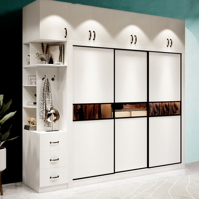 Contemporary Style Wardrobe White Color Wooden Wardrobe Closet for Bedroom