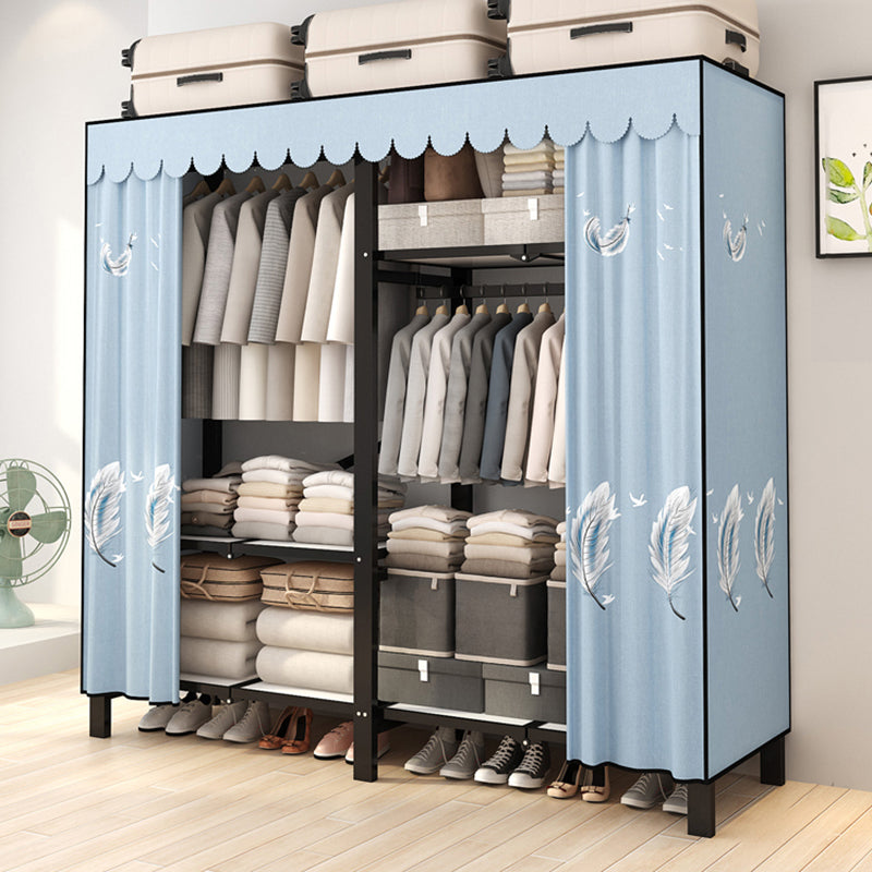 Stainless Steel Frame Wardrobe Armoire Modern Style Wardrobe Cabinet with Clothing Rod