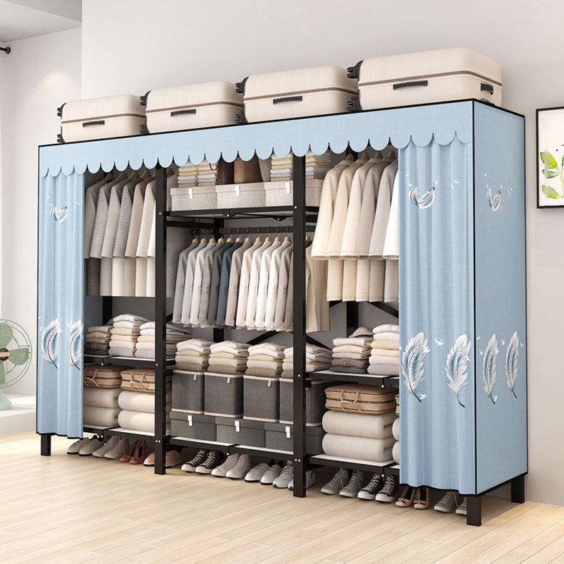 Stainless Steel Frame Wardrobe Armoire Modern Style Wardrobe Cabinet with Clothing Rod