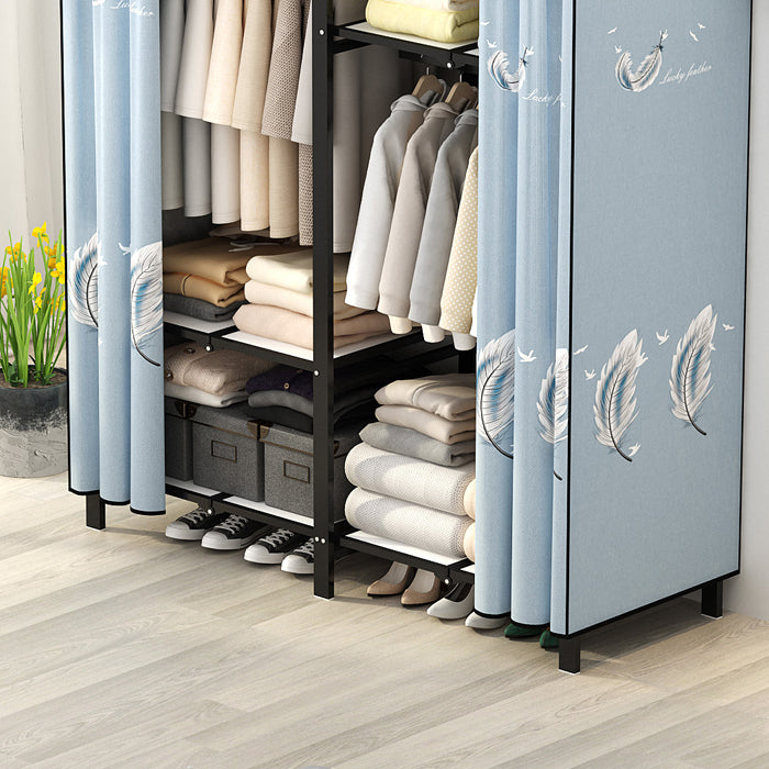 Stainless Steel Frame Wardrobe Armoire Modern Style Wardrobe Cabinet with Clothing Rod