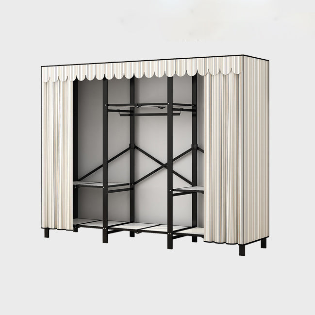 Stainless Steel Frame Wardrobe Armoire Modern Style Wardrobe Cabinet with Clothing Rod