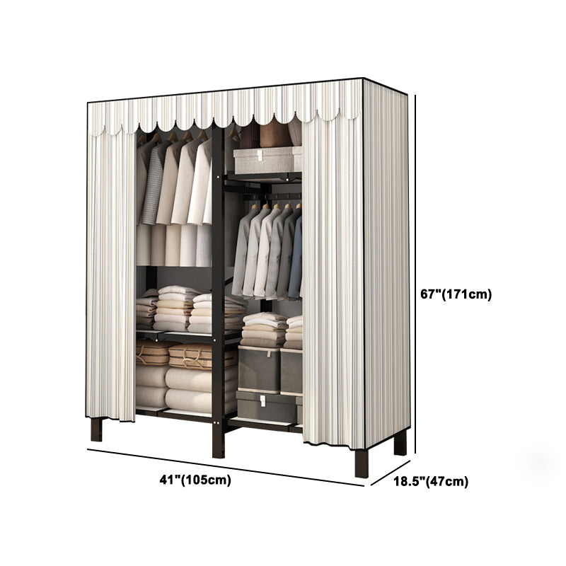 Stainless Steel Frame Wardrobe Armoire Modern Style Wardrobe Cabinet with Clothing Rod