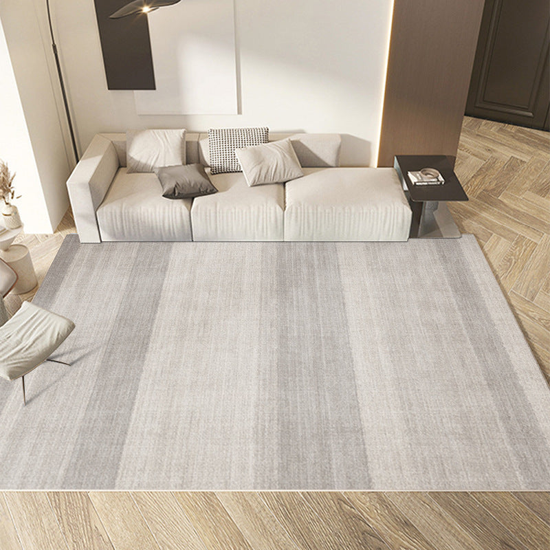 Light Grey Striped Carpet Polyester Casual Carpet Stain Resistant Carpet for Sitting Room