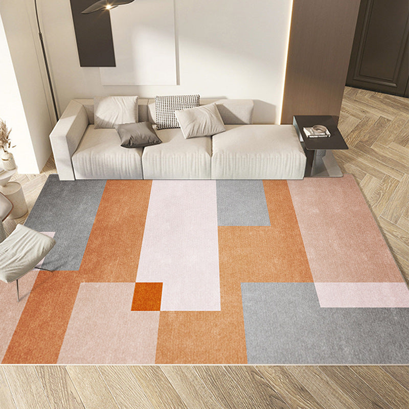 Light Grey Striped Carpet Polyester Casual Carpet Stain Resistant Carpet for Sitting Room