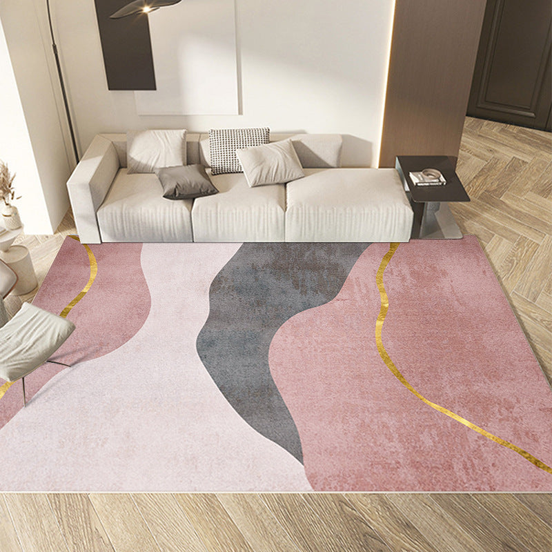 Light Grey Striped Carpet Polyester Casual Carpet Stain Resistant Carpet for Sitting Room