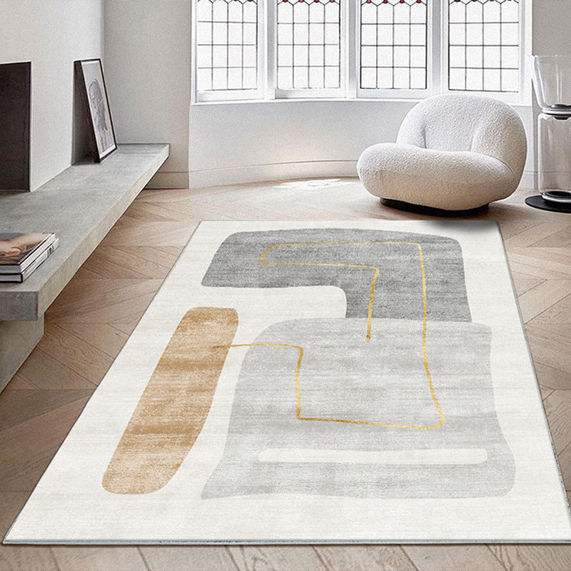Contemporary Color Block Rug Polyester Indoor Carpet Pet Friendly Area Rug for Living Room