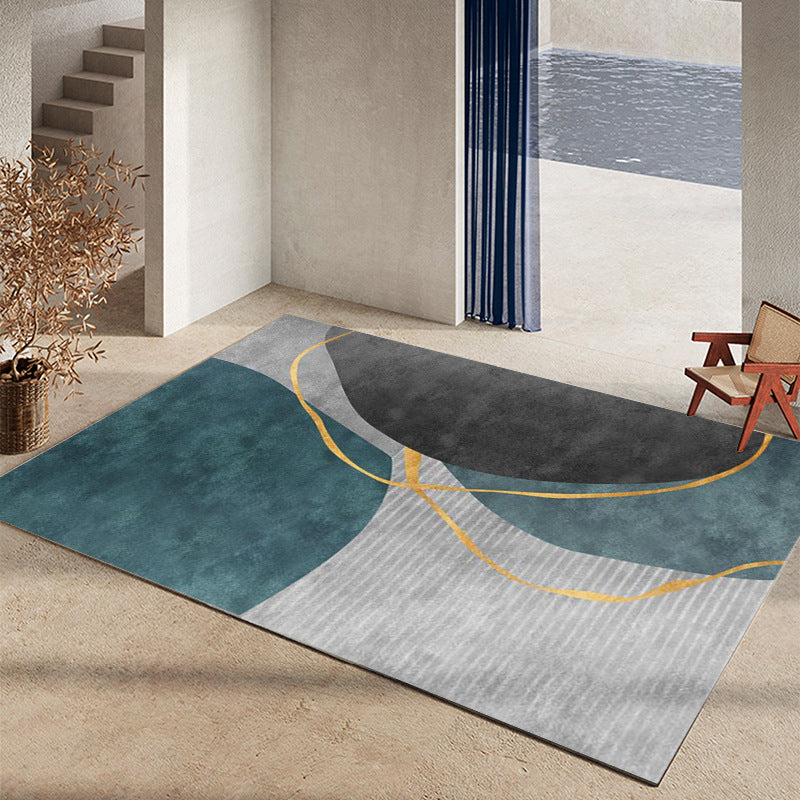 Dark Orange Geometric Rug Polyester Simple Rug Washable Rug for Home Decoration