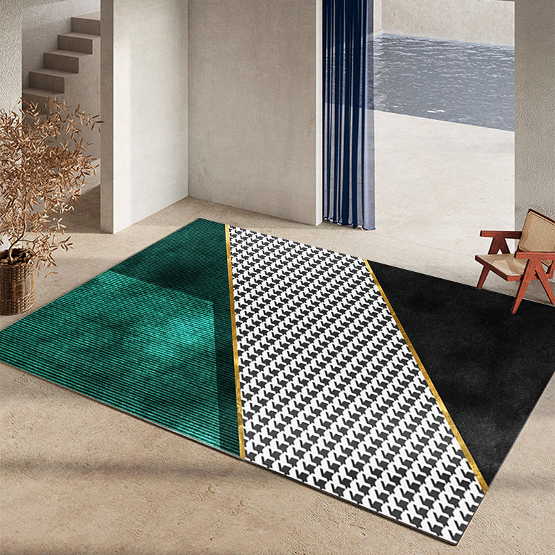 Dark Orange Geometric Rug Polyester Simple Rug Washable Rug for Home Decoration