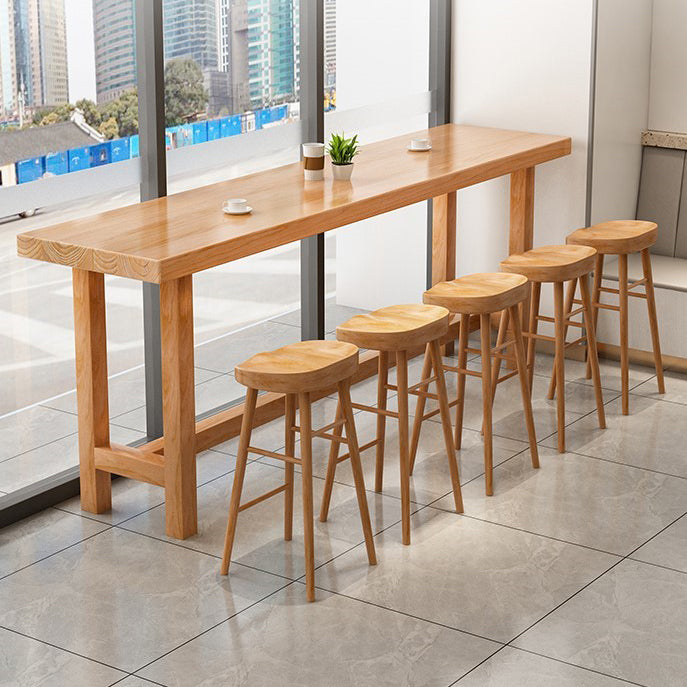 Modern 1/5/6/11 Pieces Bar Table Set Rectangle Pine Wood Counter Table with High Stools