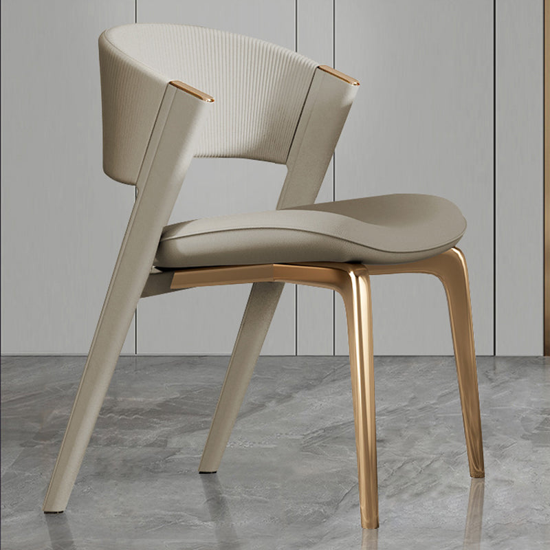 Modern Faux Leather Dining Chair Open Back Dining Side Furniture in Matte Finish