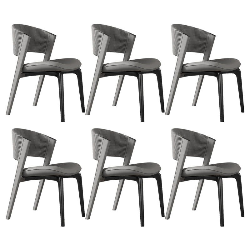 Modern Faux Leather Dining Chair Open Back Dining Side Furniture in Matte Finish