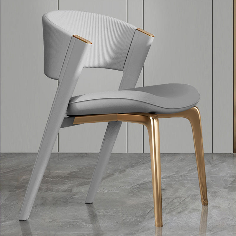 Modern Faux Leather Dining Chair Open Back Dining Side Furniture in Matte Finish