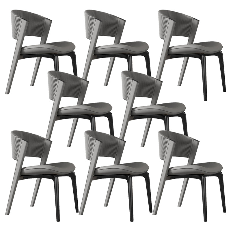 Modern Faux Leather Dining Chair Open Back Dining Side Furniture in Matte Finish