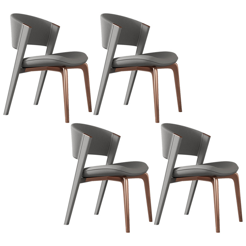 Modern Faux Leather Dining Chair Open Back Dining Side Furniture in Matte Finish