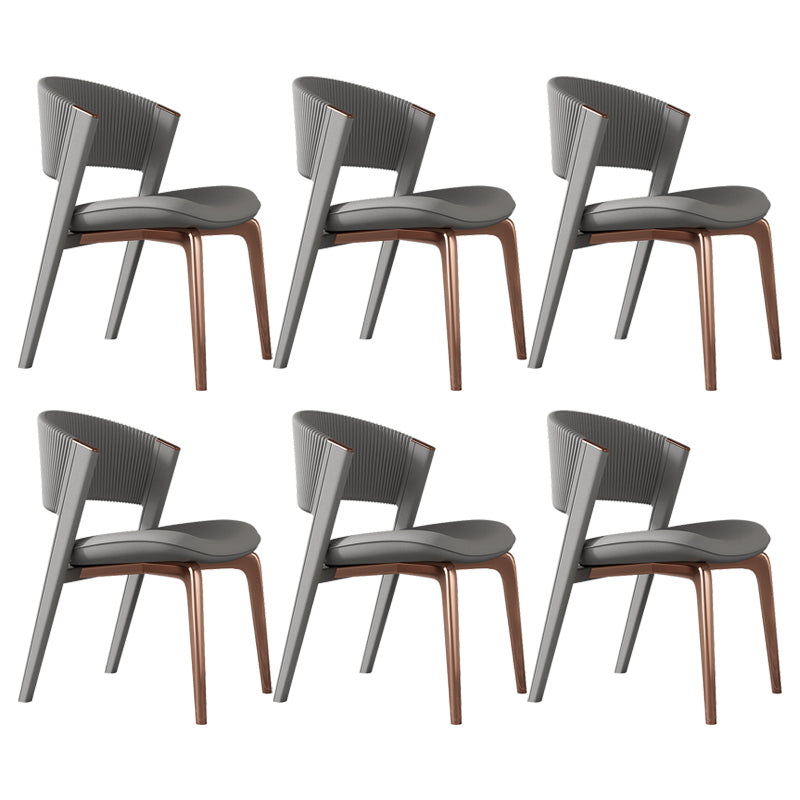 Modern Faux Leather Dining Chair Open Back Dining Side Furniture in Matte Finish