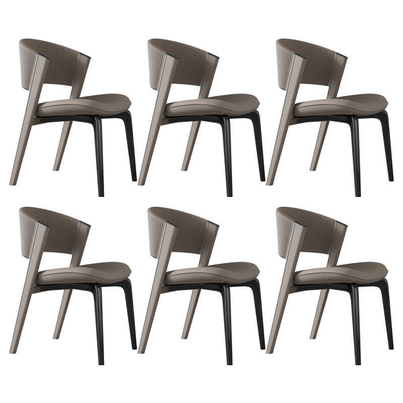 Modern Faux Leather Dining Chair Open Back Dining Side Furniture in Matte Finish