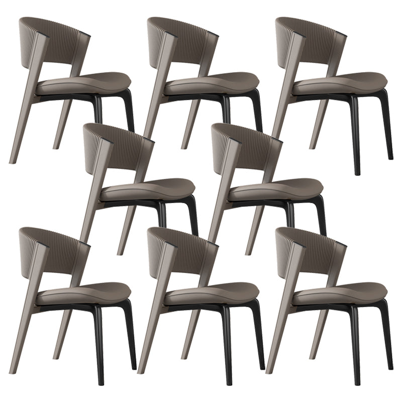 Modern Faux Leather Dining Chair Open Back Dining Side Furniture in Matte Finish