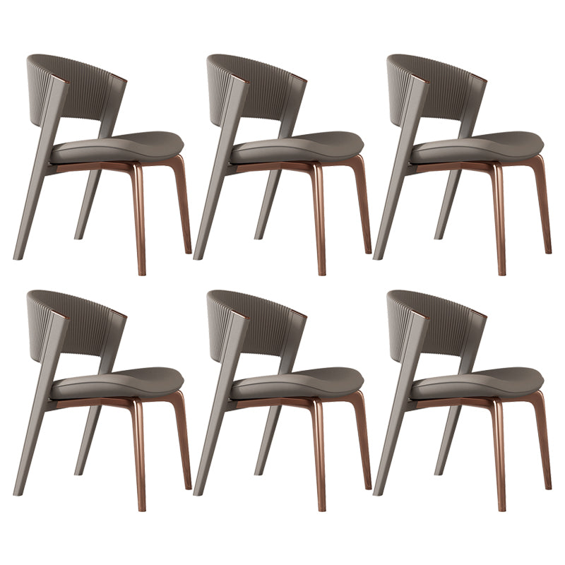Modern Faux Leather Dining Chair Open Back Dining Side Furniture in Matte Finish