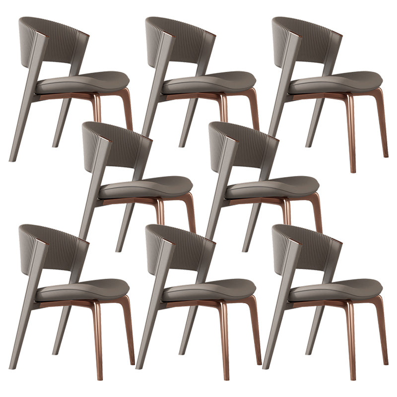 Modern Faux Leather Dining Chair Open Back Dining Side Furniture in Matte Finish
