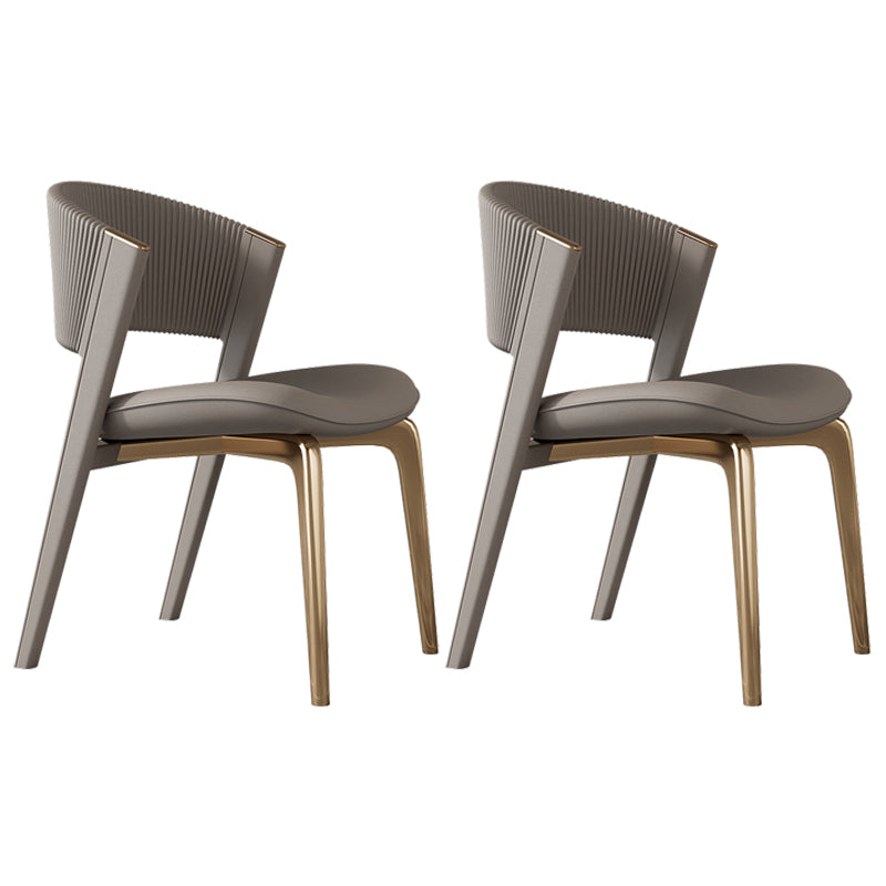 Modern Faux Leather Dining Chair Open Back Dining Side Furniture in Matte Finish