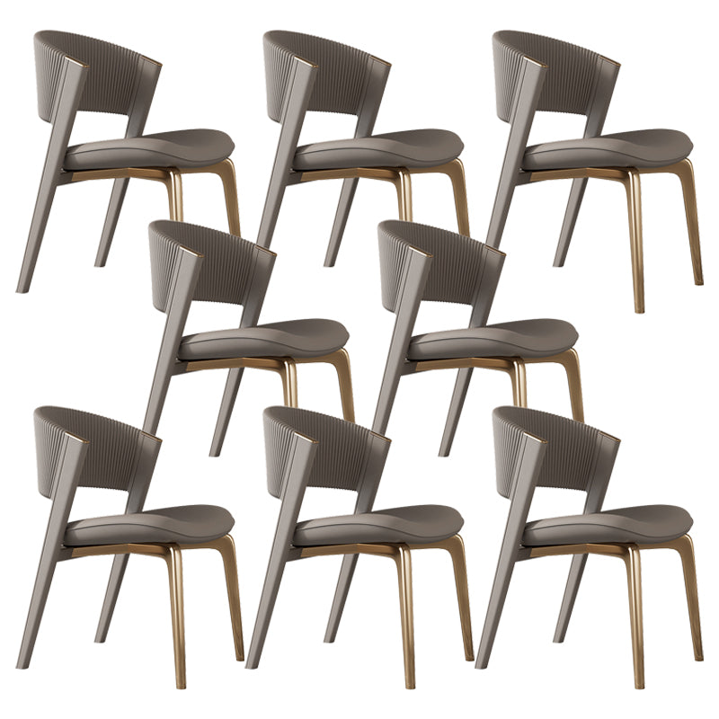 Modern Faux Leather Dining Chair Open Back Dining Side Furniture in Matte Finish